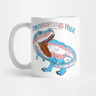 Transosaurus Rex (text) (feathered) - Transgender Pride Mug